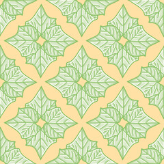 Ivy quatrefoil vector repeat pattern. Vine leaf seamless illustration background.