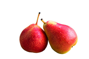 Fruits are ripe pears. Bio healthy food. Two red pears.