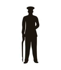 military officer with weapon silhouette isolated icon