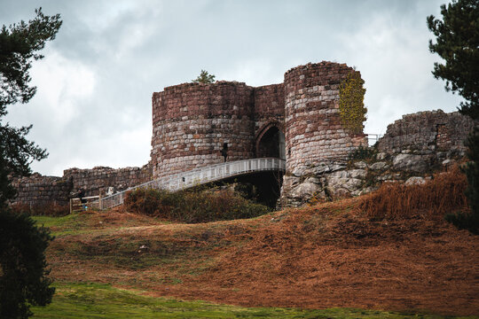 Dramatic Images Of Beeston Castle Remains In Cheshire, UK On Cloudy Winter Day