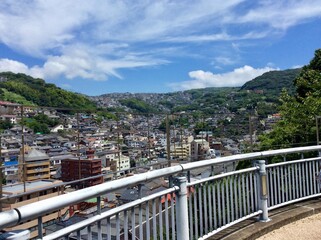 Unique Nagasaki cityscape with stairs