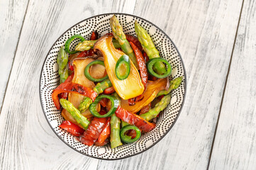 Spicy king oyster mushroom stir-fry