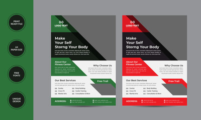 Fitness Center Flyer & Poster Cover Template Fitness and Gym concept Modern Design.