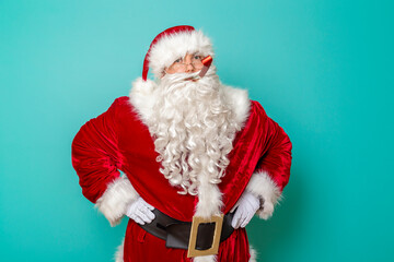 Santa blowing party whistle at New Year's party