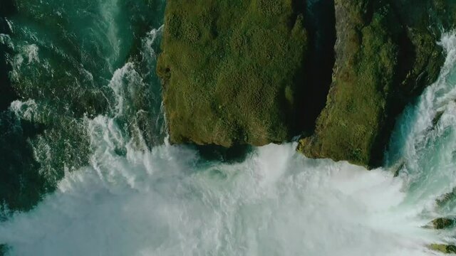Top Down View Over Godafoss Waterfall in Iceland
