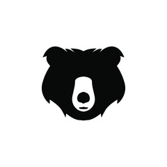 Simple bear head logo in silhouette vector