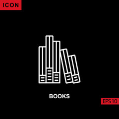 Icon book vector on black background. Illustration line, linear, outline and lineal icon for graphic, print media interfaces and web design.