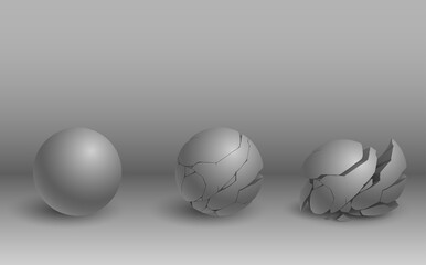 Sphere stones on gray background