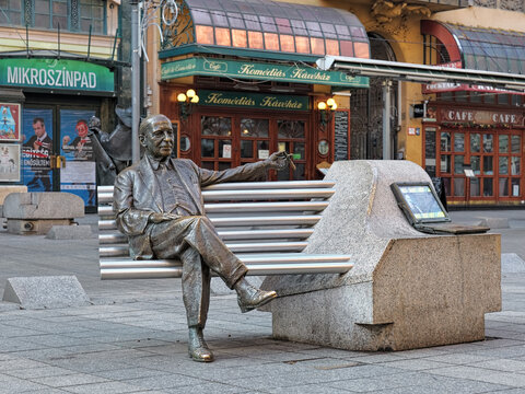 Imre Kalman statue in Budapest, Hungary. The statue is located face to the Budapest Operetta Theater.