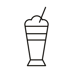 iced coffee drink with straw line style icon