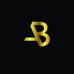 Creative Professional Trendy and Minimal Letter AB Logo Design in Black and Gold Color, Initial Based Alphabet Icon Logo in Editable Vector Format