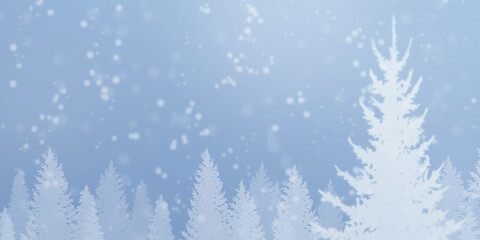 静かな雪景色、冬の背景素材
