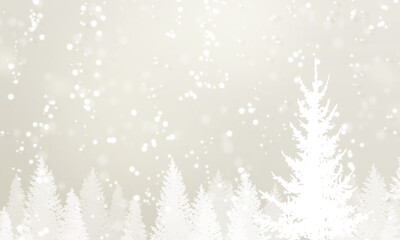 キラキラした雪景色、冬の背景素材（シルバー）