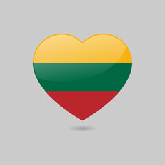 Vector Glossy Lithuania Flag Heart
