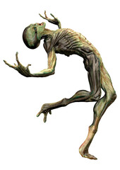 Fototapeta premium 3D Rendering Green Alien on White