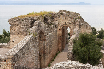 Sirmione Italy,  09/24/2020 Catullo Caves - Roman Villa Catulliana is an Ancient Roman Archaeological Site in Sirmione - Lake Garda