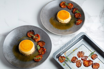 Crème caramel aux abricots