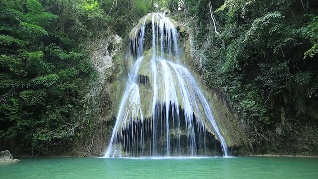 Pha Nam Yod Waterfall in tropical deep forest at Kaeng krachan nature park, Phetchaburi province - Thailand