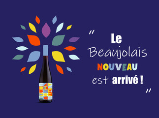 French festival concept for the new harvest of Beaujolais, French wine 