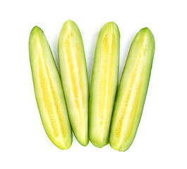 sliced Cucumber or Cucumis melo isolated on white background