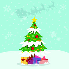 Christmas tree and christmas gift box for christmas and new year.	