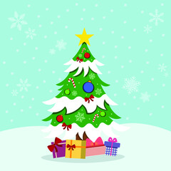 Christmas tree and christmas gift box for christmas and new year.	