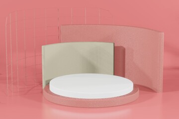 3d rendering empty template podium mockup for product placement