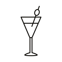 cocktail with olive in cup drink beverage line icon