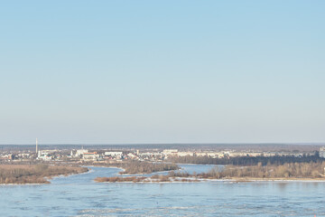 panorama of the Volga River in spring