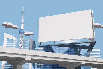 Obraz premium 3d rendering billboard mockup over the express toll way road with background of city.