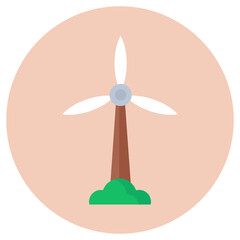 Fototapeta premium Beautiful windmill isolated on colored background having green meadows 