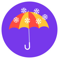 
Snowflakes falling on umbrella denoting snow falling icon
