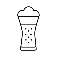 beer in glass with foam drink line style icon