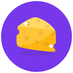 
Cheese slice vector in modern flat rounded style 
