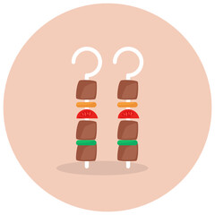 
Grilled meat, bbq skewer in editable style 
