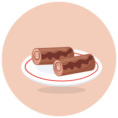 
Swiss rolls with cream filling, trendy icon of sponge cake in editable style 
