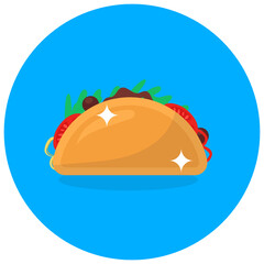 
Mexican tacos vector, flat rounded icon of snack 
