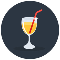 

Drink glass with straw flat rounded icon 
