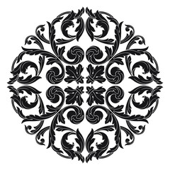 Frame vintage or retro border ornament with baroque style like engraving on classical decor for greeting card and wedding invitation and menu for restaurant.  The foliage swirl victorian or damask.