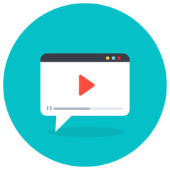 
A flat rounded design icon of web video 

