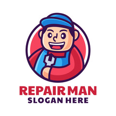 professional repairman mechanic logo design