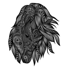 Vector horse from patterns in zentangle style