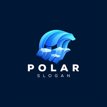 bear polar gradient logo design