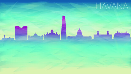 Havana Cuba . Broken Glass Abstract Geometric Dynamic Textured. Banner Background. Colorful Shape Composition.