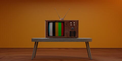 Old television cartoon style, technology concept. 3d rendering. 