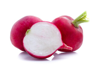 Small garden radish isolated on white background