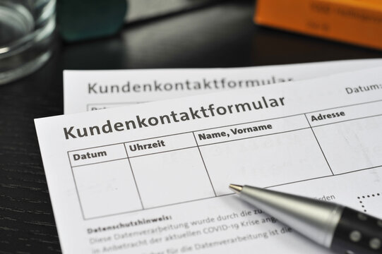 Formular für die Registrierung von Restaurantgästen in Deutschland während der Corona Pandemie