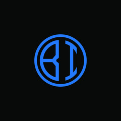 BI MONOGRAM letter icon design on BLACK background.Creative letter BI/B I logo design.
