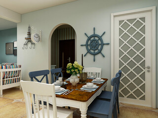 spacious dining room design next to the modern kitchen, with a beautiful dining table and greenery