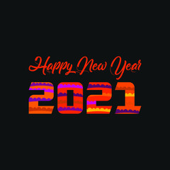 2021 happy new year kids children style typography text vector design